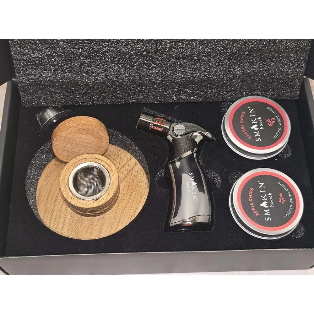 Smokin' Hooch Cocktail Smoker Kit Torch Wood Chips Bourbon Whiskey Gift Set